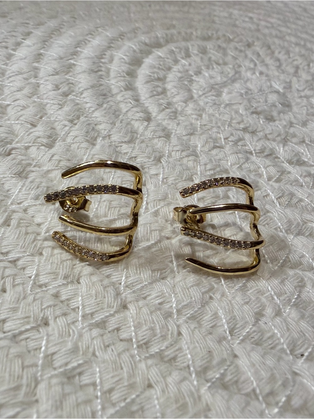 & Other Stories Gold Multi-Row Crystal Cuff Earrings